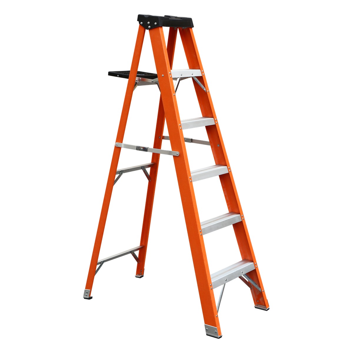Fiberglass Single Side Step Ladder with Side Tray